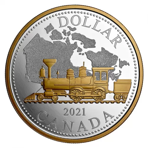 2021 Canadian $1 Renewed Silver Dollar 140th Anniv of Trans-Canada Railway 2 oz Silver & Gold-plated Coin *Masters Club Exclusive*