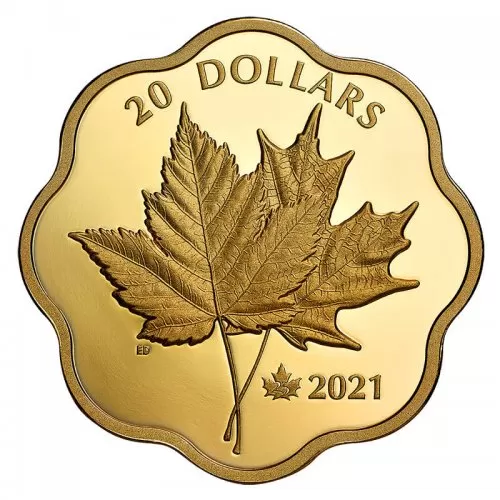 2021 Canadian $20 Iconic Maple Leaves Fine Silver & Gold-plated Scallop Coin *Masters Club Exclusive*