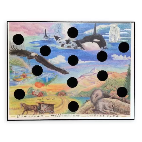 1999-2000 Artistic Canadian Heritage Collage Print On Board w/ Fillable 25-cent Slots 