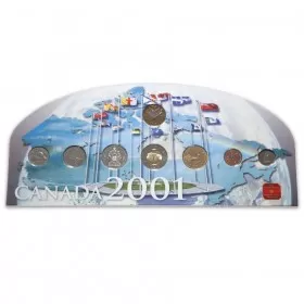 2001 Canada Collector Coin Board with Coins and Stand