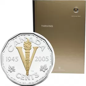 2005 Canadian RCM Annual Report with 5-Cent Gold-plated VE-Day Coin