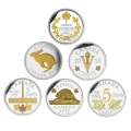 2015 Canadian 5-Cent Legacy of the Canadian Nickel 6-Coin Fine Silver & Gold-plated Set-scuffed capsules