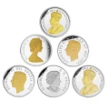 2015 Canadian 5-Cent Legacy of the Canadian Nickel 6-Coin Fine Silver & Gold-plated Set-scuffed capsules
