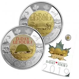 2019 Canadian D-Day 6-Coin Commemorative Collection ft $2 Coloured Remembrance Toonie Coin