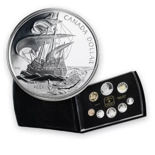 2004 Canada Double Dollar Proof Set - 400th Anniversary of the First French Settlement in North America-some coins may be lightly toned