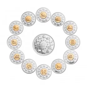 1998-2009 Canadian $15 Lunar Zodiac 12-Coin Set with Sterling Silver Medallion & Case