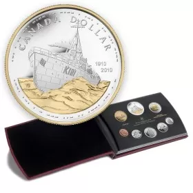2010 Canada Proof Double Dollar Set - 100th Anniversary of the Canadian Navy-case is not 100%