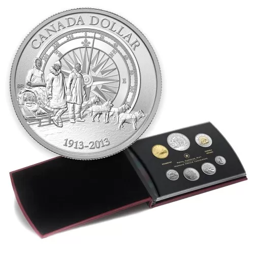 2013 Canadian 7-Coin Silver Dollar Specimen Set ft 2013 (1913-) Arctic Expedition 100th Ann Dollar