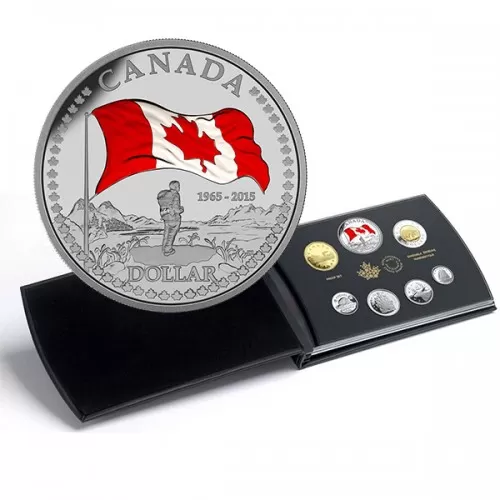 2015 Canada Proof Fine Silver Double Dollar Set - 50th Anniversary of the Canadian Flag (Deluxe)