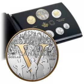 2020 Canadian 7-Coin V-E/Victory In Europe 75th Anniv Silver Dollar Proof Set