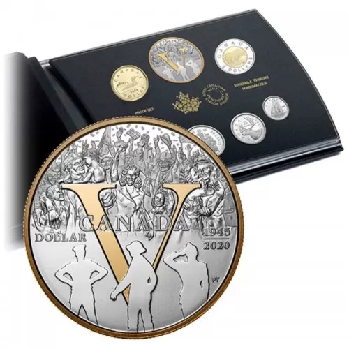 2020 Canadian 7-Coin V-E/Victory In Europe 75th Anniv Silver Dollar Proof Set