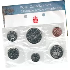 1975 ATTACHED JEWEL Canadian 6-Coin Brilliant Uncirculated (Proof-like) Collector Set 