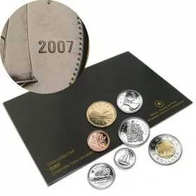 2007 Canadian 7-Coin Uncirculated Proof-Like Set ft 10-Cent STRAIGHT 7 Dime Variety