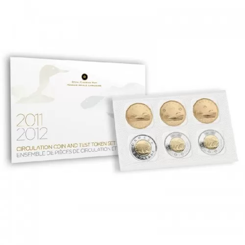 2011-2012 Canadian Circulation Coins & Test Tokens Set 