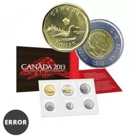 2013 Canada Uncirculated Proof-Like Set / ERROR Double Stamped Loonie, Toonie