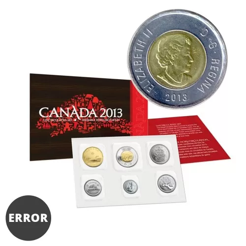 2013 Canada Uncirculated Proof-Like Set / ERROR Double Date on Toonie
