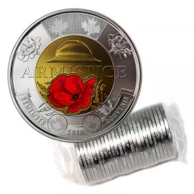 2018 Canadian $2 Armistice 100th Anniv Remembrance Poppy Toonie Original Coin Roll (All Coloured)