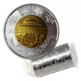 2018 Canadian $2 Armistice 100th Anniv Remembrance Poppy Toonie Original Coin Roll (Non-Coloured)