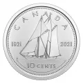 2021 (1921-) Canadian 10-Cent Bluenose Schooner Double Dated Dime Original Coin Roll