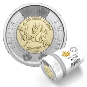 2022 Canadian $2 Summit Hockey Series 50th Anniv Non-Coloured Toonie Special Wrap Coin Roll