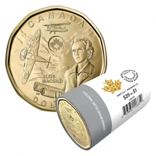 2023 Canadian $1 Honouring Elsie MacGill Non-Colourized Loonie Special Wrap Coin Roll