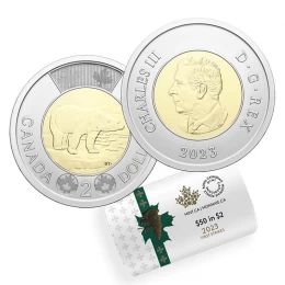 2023 Canadian $2 Polar Bear/King Charles III First Strikes Toonie Special Wrap Coin Roll