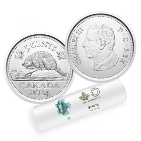 2024 Canadian 5-cent Beaver/King Charles III First Strikes Nickel Special Wrap Coin Roll