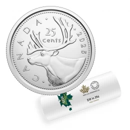 2025 Canada 25-Cent Caribou/King Charles III First Strikes Quarter Special Wrap Coin Roll