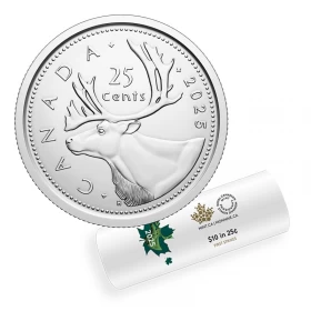 2025 Canada 25-Cent Caribou/King Charles III First Strikes Quarter Special Wrap Coin Roll