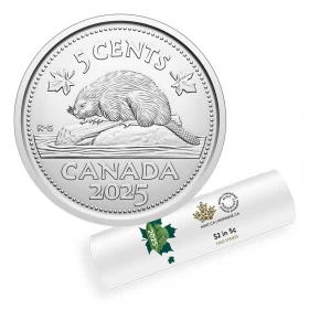 2025 Canada 5-cent Beaver/King Charles III First Strikes Nickel Special Wrap Coin Roll
