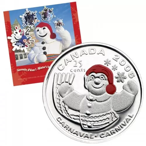 2006 Canadian Quebec Bonhomme Carnival 7-Coin Gift Set ft 25-Cent Coloured Quarter