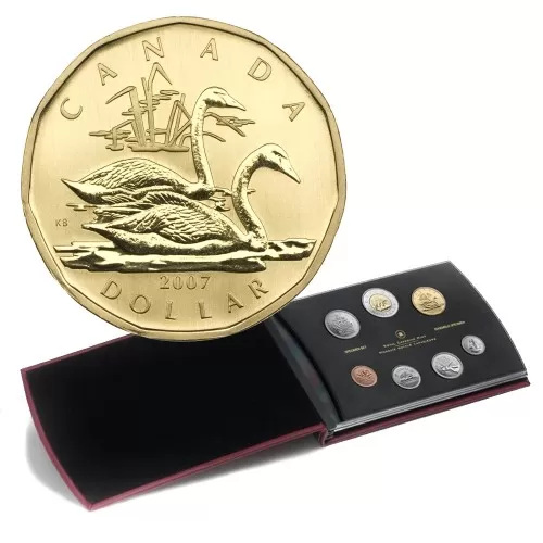 2007 Canadian Specimen 7-Coin Collector Set ft $1 Trumpeter Swan Loonie Dollar