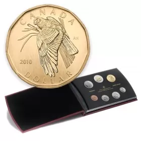 2010 Canadian Specimen 7-Coin Collector Set ft $1 Northern Harrier Loonie Dollar
