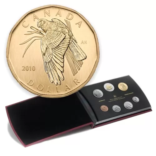 2010 Canadian Specimen 7-Coin Collector Set ft $1 Northern Harrier Loonie Dollar
