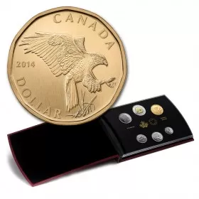 2014 Canadian Specimen 6-Coin Collector Set ft $1 Ferruginous Hawk Loonie Dollar - case not 100%