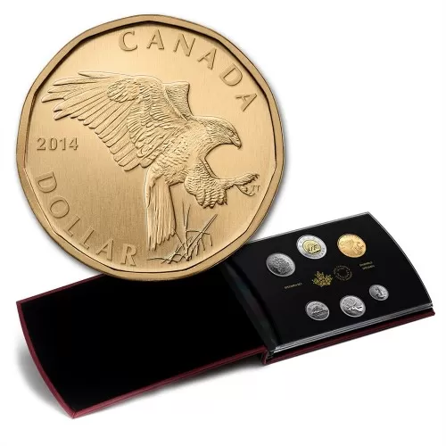 2014 Canadian Specimen 6-Coin Collector Set ft $1 Ferruginous Hawk Loonie Dollar - case not 100%