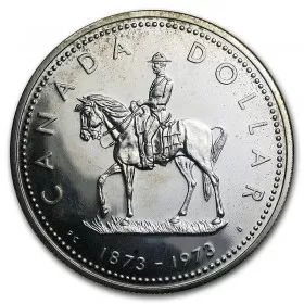 1973 (1873-) Canadian $1 (RCMP) Royal Canadian Mounted Police Centennial Specimen Silver Dollar Coin-coin may be toned 