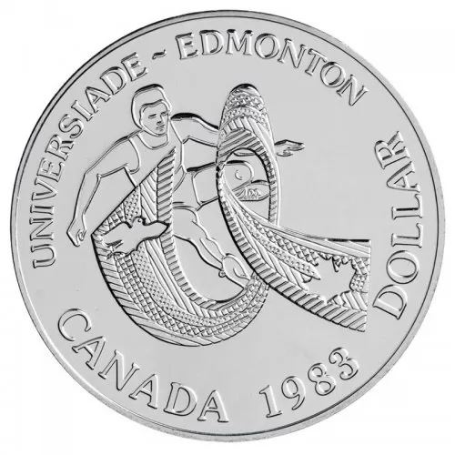 1983 Canadian $1 World University Games in Edmonton Brilliant Uncirculated Silver Dollar Coin