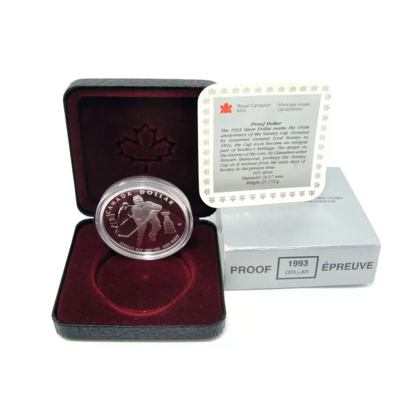 1993 (1893-) Canadian $1 Stanley Cup® 100th Anniv Proof Silver