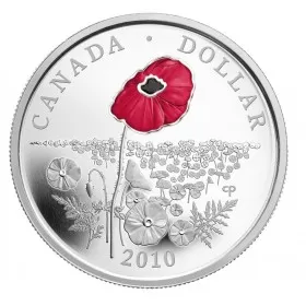 2010 Canadian $1 Poppy Enamelled Proof Silver Dollar Coin (Limited Edition)