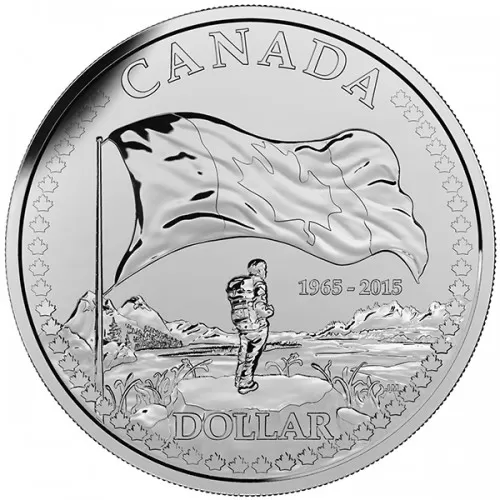 2015 Canadian $1 50th Anniversary of the Canadian Flag - Brilliant Uncirculated Silver Dollar Coin
