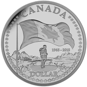 2015 Canadian $1 50th Anniversary of the Canadian Flag Proof Silver Dollar Coin