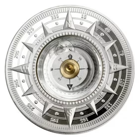 2020 Solomon Islands $5 The Great Outdoors - 2.5 oz Fine Silver Compass Coin