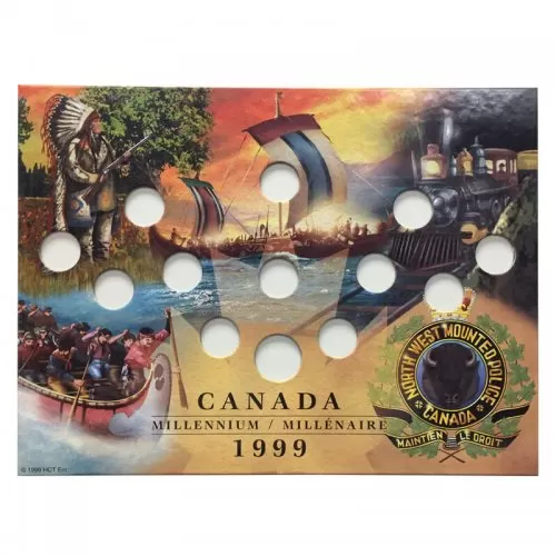 1999 Canadian 25-Cent Millennium Quarter Series Fillable Coin Board & Sleeve