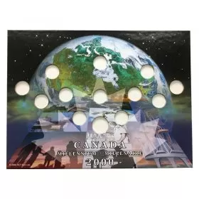 2000 Canadian 25-Cent Millennium Quarter Series Fillable Coin Board & Sleeve with quarters