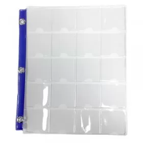 20-Pocket Vinyl Coin Binder Page with Thumb Slot & Metal Eyelets (8.5x11,)