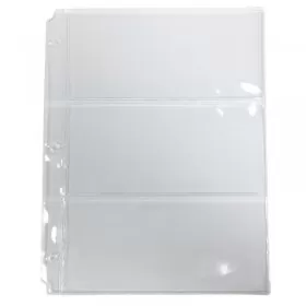3-Pocket Horizontal Vinyl Currency Binder Page For Standard-to-Large Sized Bills (1-Count)