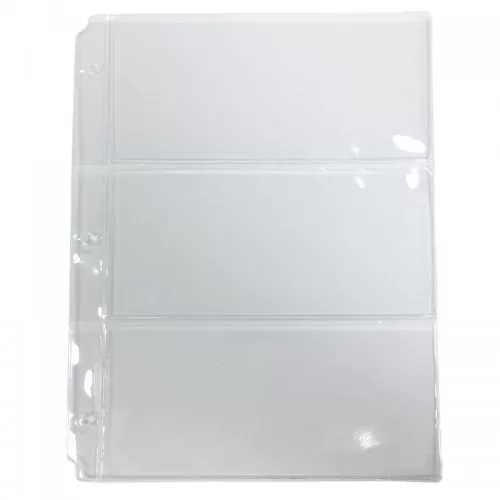 3-Pocket Horizontal Vinyl Currency Binder Page For Standard-to-Large Sized Bills (1-Count)