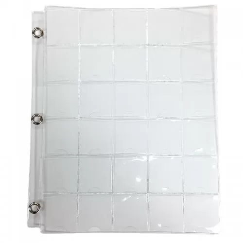 30-Pocket Vinyl Coin Binder Page with Thumb Slot & Metal Eyelets (9.25x11)