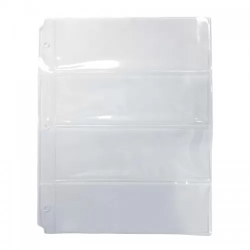 4-Pocket Horizontal Vinyl Currency Binder Page For Small-to-Standard Sized Bills (1-Count)